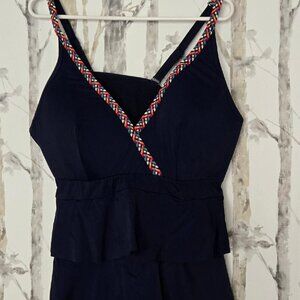 Lane Bryant Swim By Cacique V-Neck Rainbow Detail Ruffle Bathing Suit Top Size22